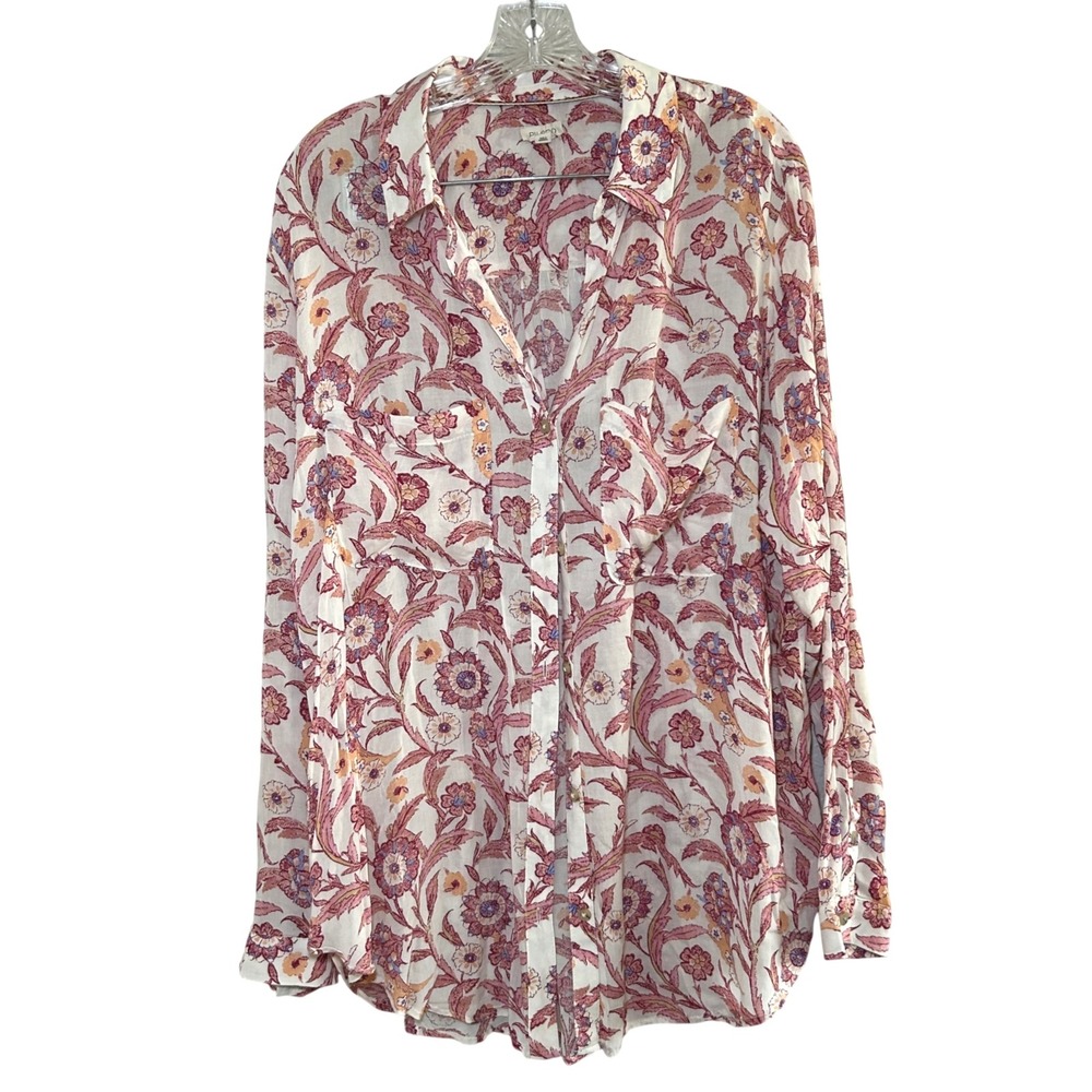PILCRO Romy Relaxed button down shirt Womens XL Floral Print Long Sleeve boho
